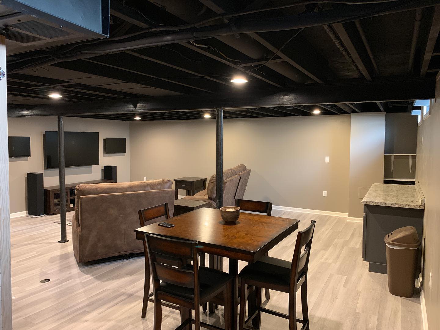 simple basement living space